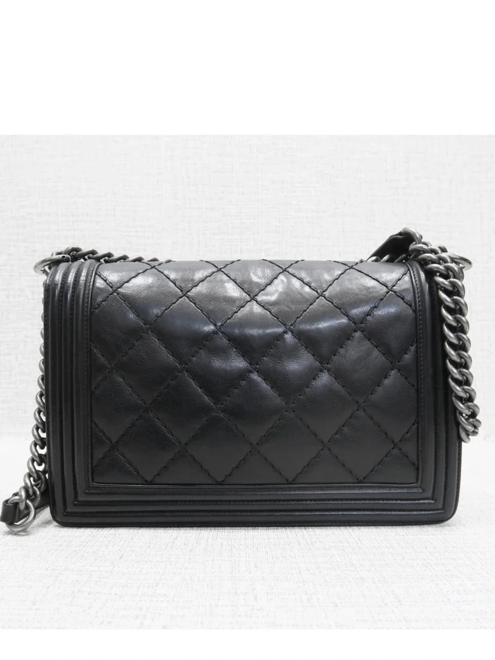 CHANEL Black Quilted Boy-Style Chain Crossbody Bag